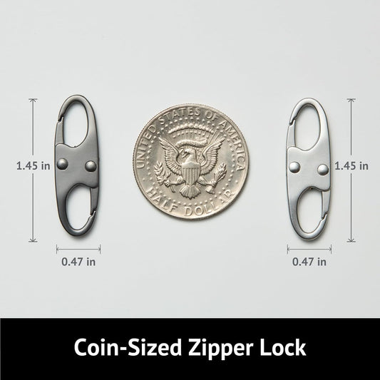 dual-opening locking hinge that clamps both zipper sliders at once