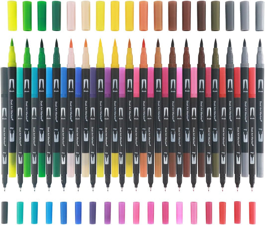 dual-tip design with 0.4mm fine point and adjustable 1-5mm brush tip