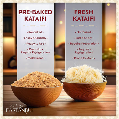 Eastanbul Baked Kataifi Threads – Luxury Turkish Pastry Base for Gourmet Muhallebi and Decadent Chocolate Bars