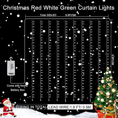 Echosari 300 LED Curtain String Lights – Aesthetic Bedroom Window Drape, Ambient Indoor Decor with 8 Modes and Timer