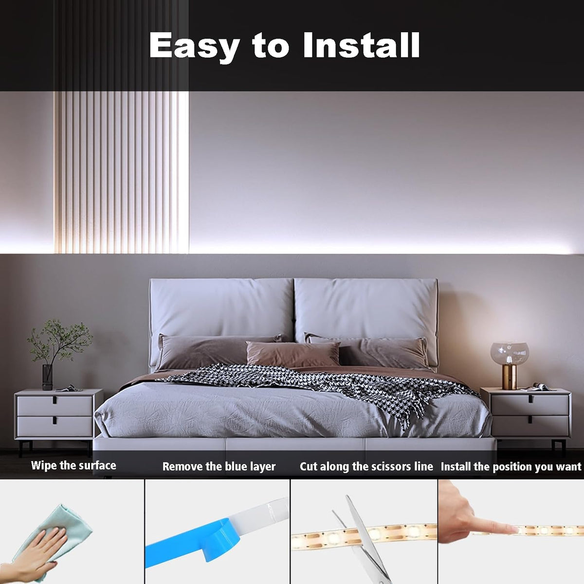 echosari Battery Operated LED Strip Lights – Thoughtful Housewarming Gift for Her, Warm White 2-Pack 16.4ft with Remote