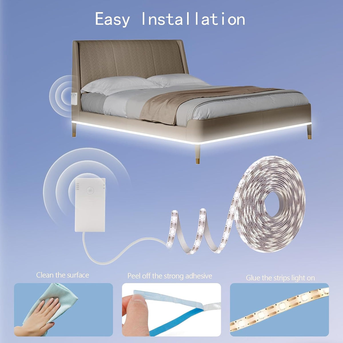 echosari Battery Powered LED Strip — Fall Prevention Nightlight for Elderly and Nighttime Bathroom Trips