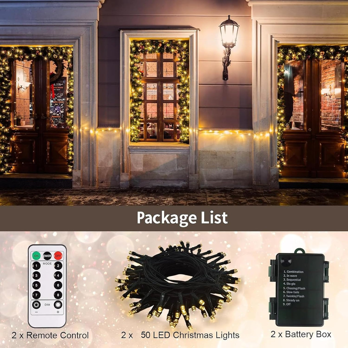 echosari LED String Lights 16.4ft – Aesthetic Mantel and Staircase Decor with 6-Level Dimming and 8 Modes
