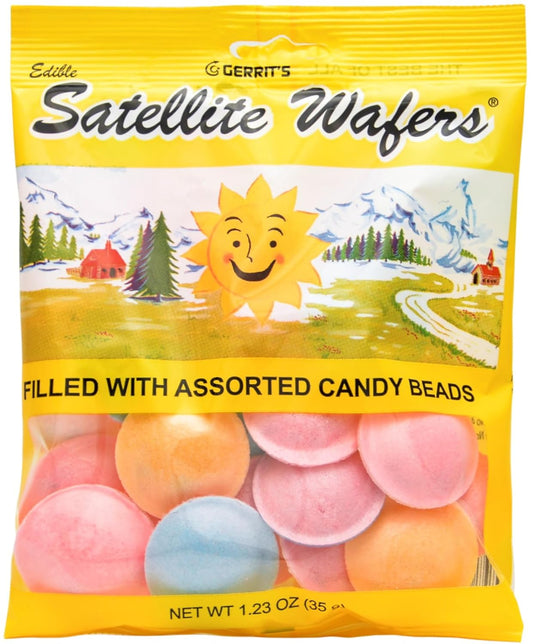 edible wafer 'flying saucer' shell filled with assorted candy beads