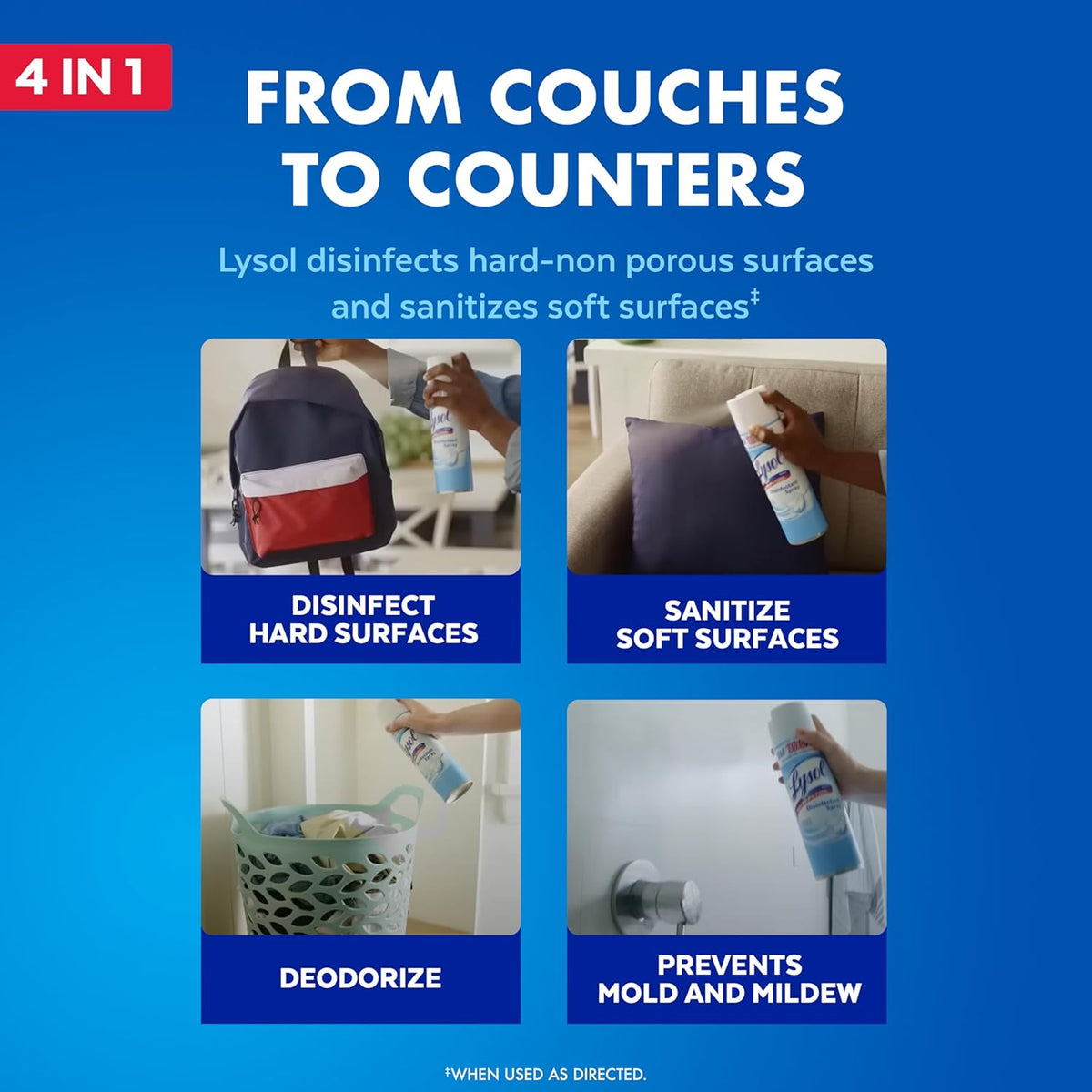 effective on 100+ surfaces including counters, couches, toys, and bathroom fixtures