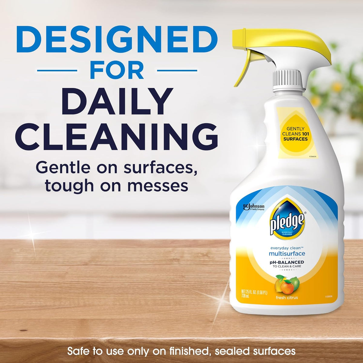 effective on 101 common household surfaces (glass, sealed wood, furniture, countertops)