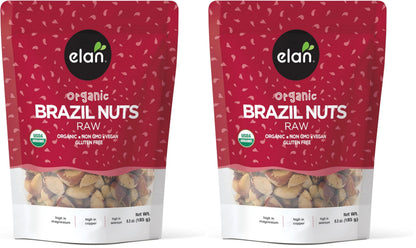 Elan Organic Raw Brazil Nuts, 6.5 oz, Whole Nuts, No Shell, Non-GMO, Vegan, Gluten-Free, Kosher, Healthy Snacks (Pack of 2)