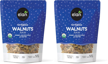 Elan Organic Walnuts, 5.3 oz, Raw Nuts, Unsalted, Unroasted, No Shell, Non-GMO, Vegan, Gluten-Free, Kosher, Healthy Snacks (Pack of 2)