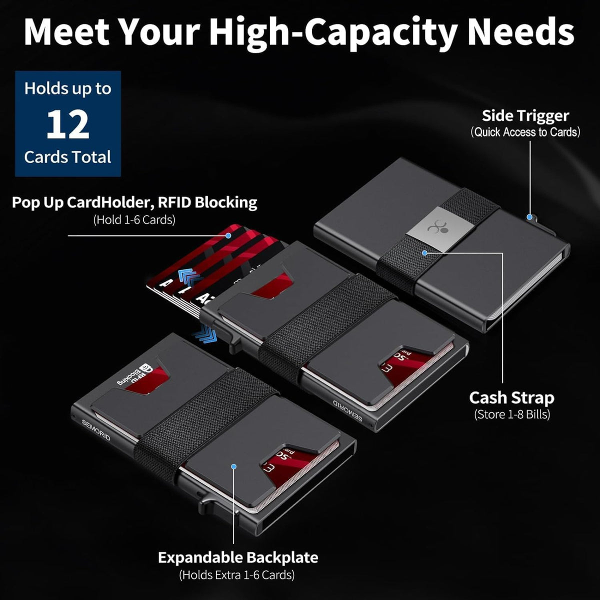 elastic cash strap for securing bills, receipts, or business cards