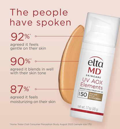 EltaMD UV AOX Elements Tinted Mineral Sunscreen SPF 50 – Premium Antioxidant Skincare Investment