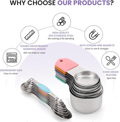 embedded magnets in every handle for self-stacking and attachment to metal surfaces