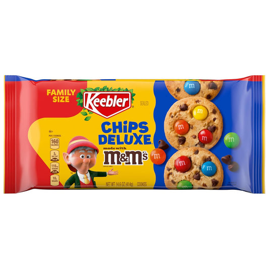embedded rainbow m&m's milk chocolate candies throughout each cookie