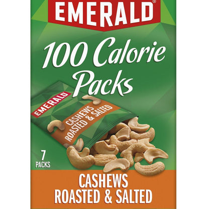Emerald Nuts Roasted and Salted Cashews 7ct – Individually Wrapped School Safe Snack for Carpool, Lunchbox, and Playdate