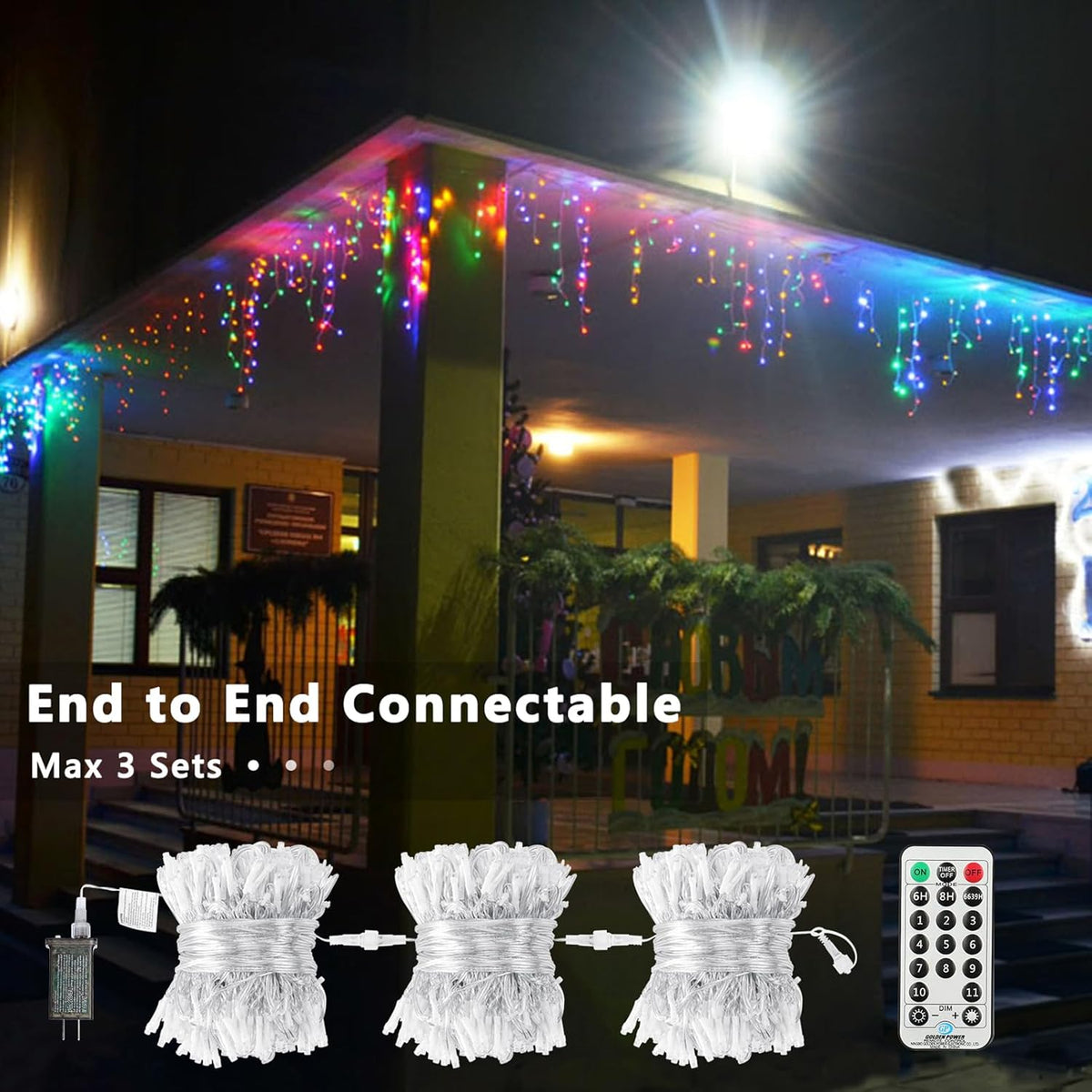 end-to-end connectable design supporting up to 3 sets (1080 leds, 87ft total)