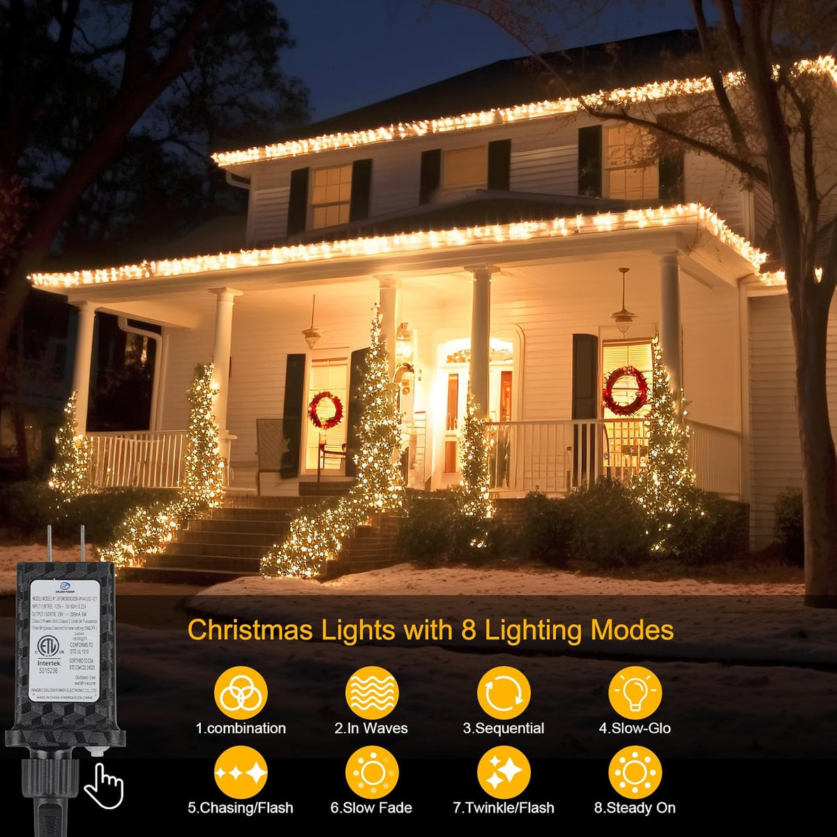 end-to-end connectable design supporting up to 5 linked sets / 1000 leds maximum