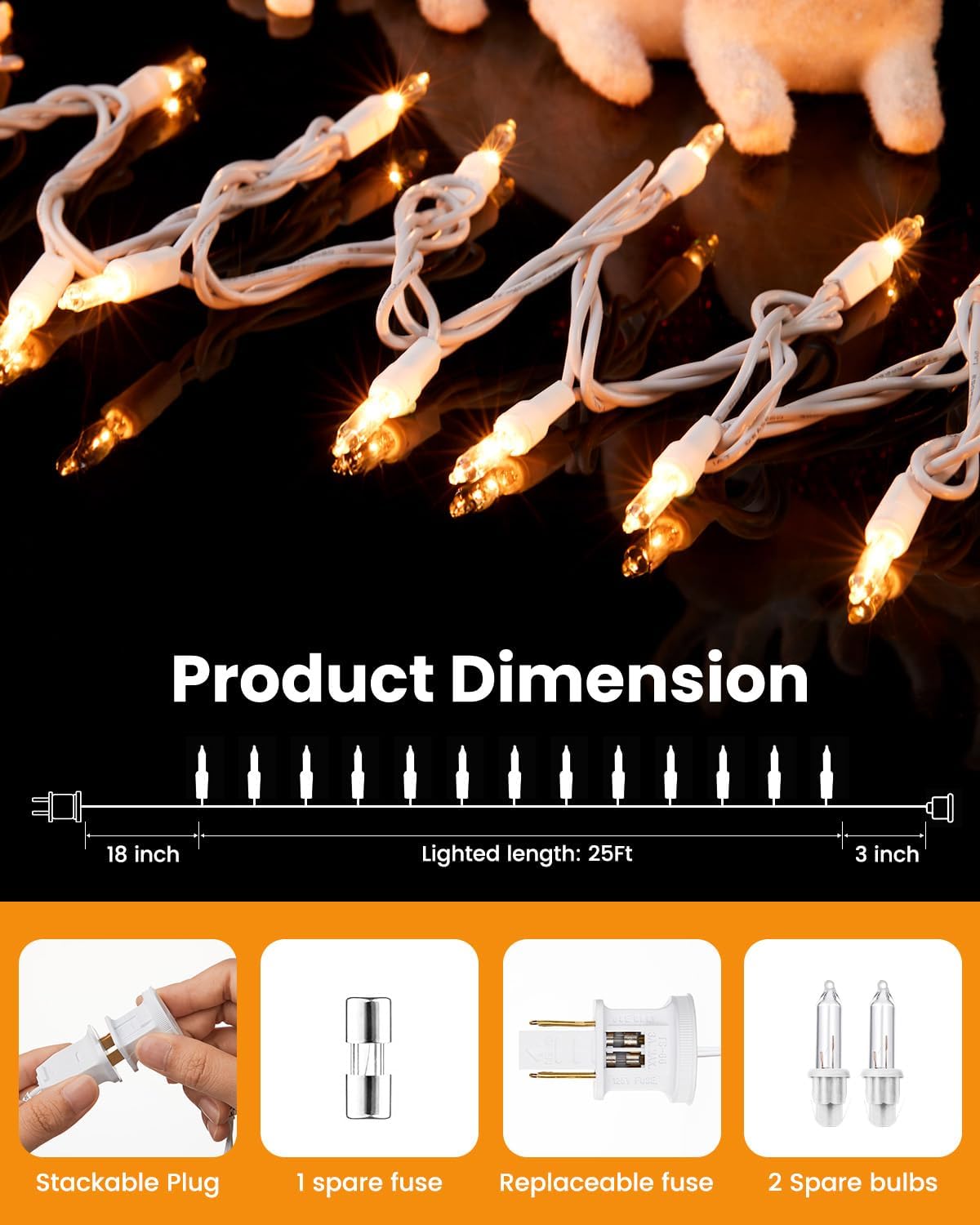 end-to-end connectable for up to 5 light strings