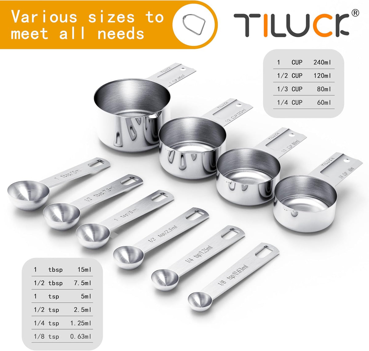 engraved (not printed) measurement markings for permanent legibility