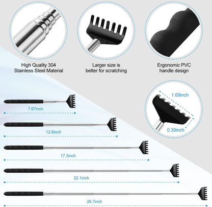 ergonomic rubber grip handle on each scratcher