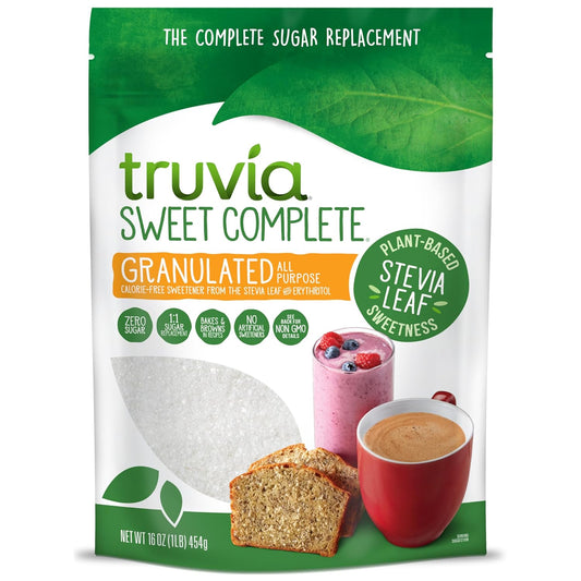 erythritol, corn starch, and stevia leaf extract clean-ingredient formula