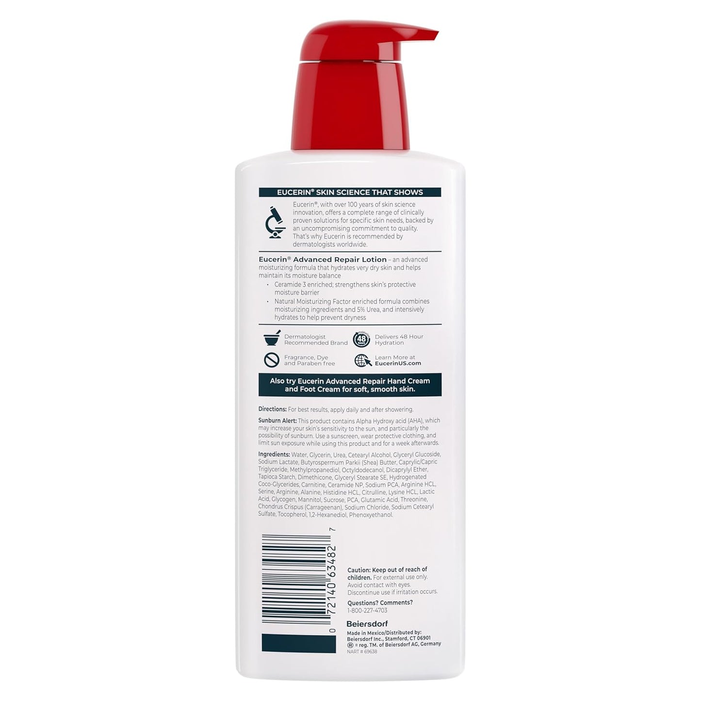 Eucerin Advanced Repair Body Lotion – Clean Formula, Fragrance-Free Daily Moisturizer