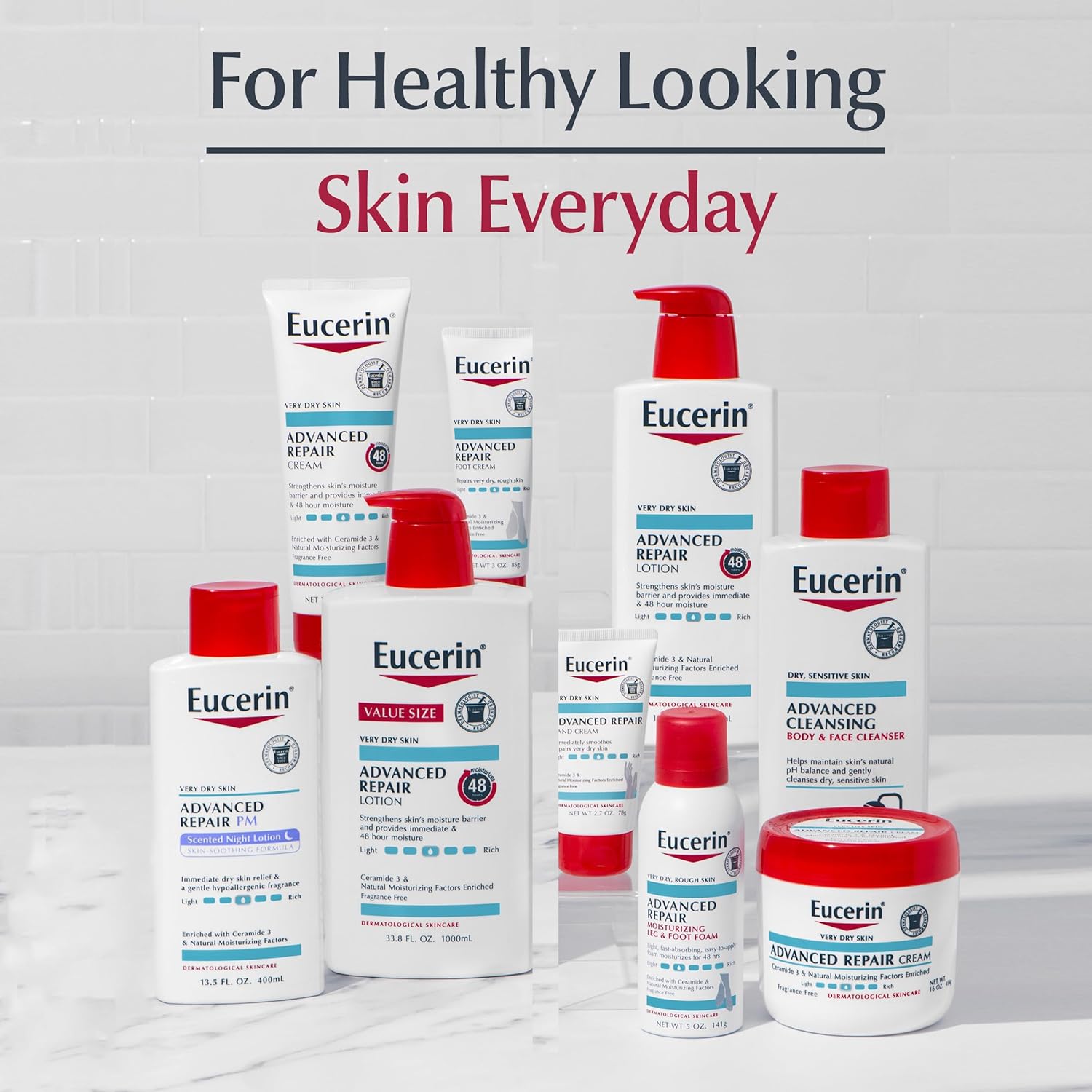 Eucerin Advanced Repair Cleanser – Calming Daily Wash for Sensitive Skin, Mindful Shower Ritual