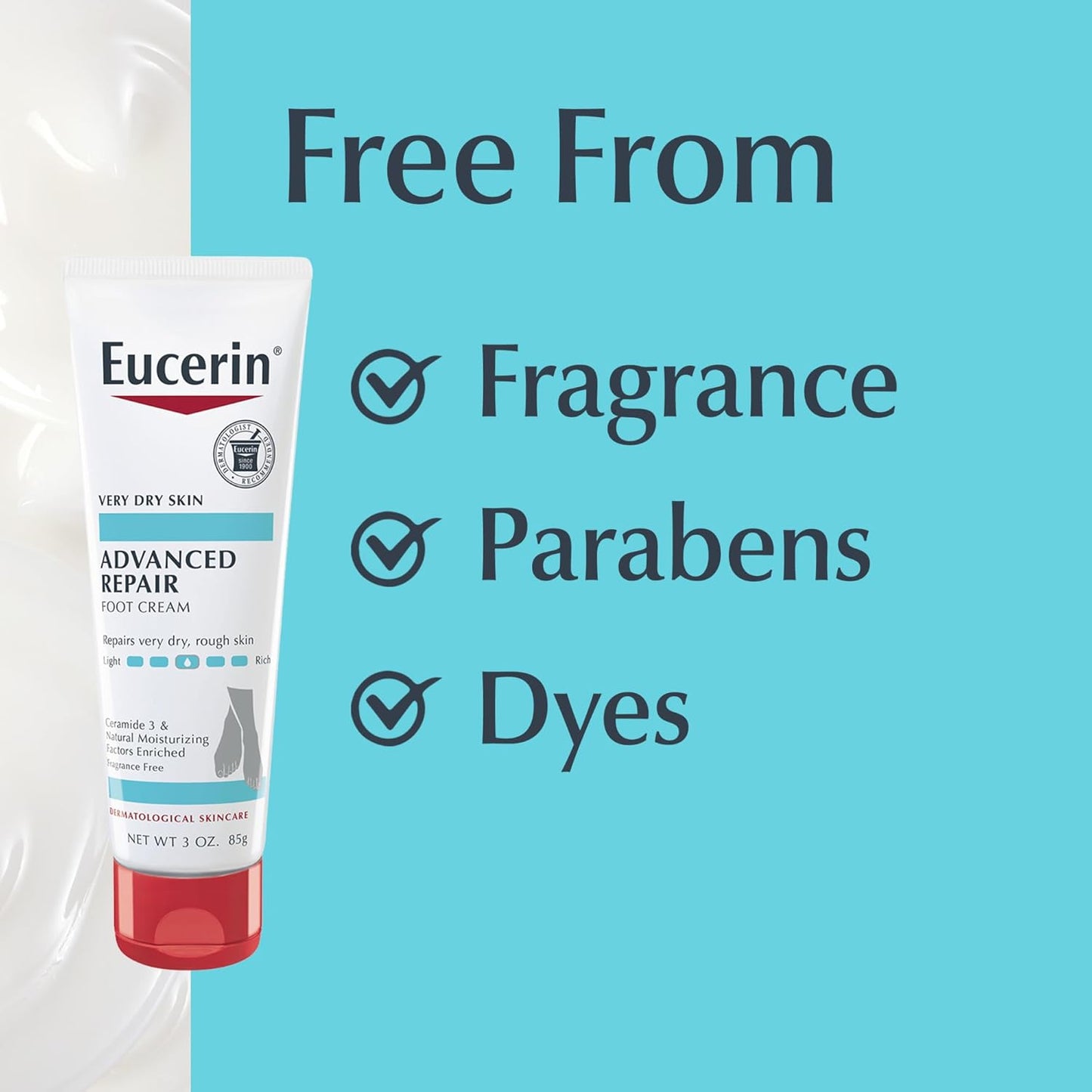 Eucerin Advanced Repair Foot Cream – Nightly Self-Care Ritual for Dry, Cracked Heels, Urea-Enriched 3 oz Tube, Pack of 3