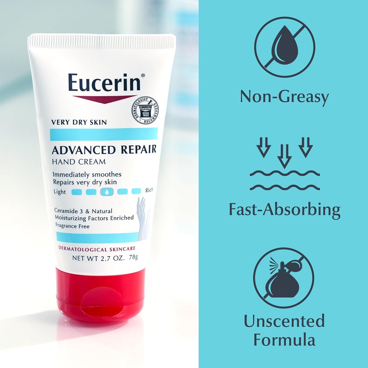 Eucerin Advanced Repair Hand Cream – Portable Tube for Camping & Outdoor Adventures