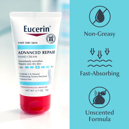 Eucerin Advanced Repair Hand Cream – Portable Tube for Camping & Outdoor Adventures