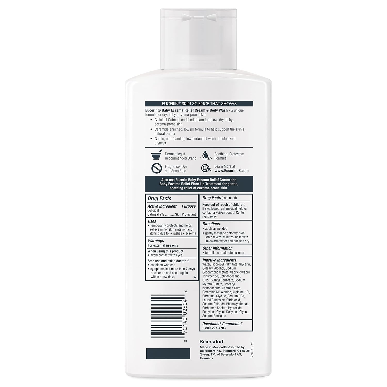 Eucerin Baby Eczema Relief Cream Wash – Clean, Fragrance-Free Essential for Sensitive Skin