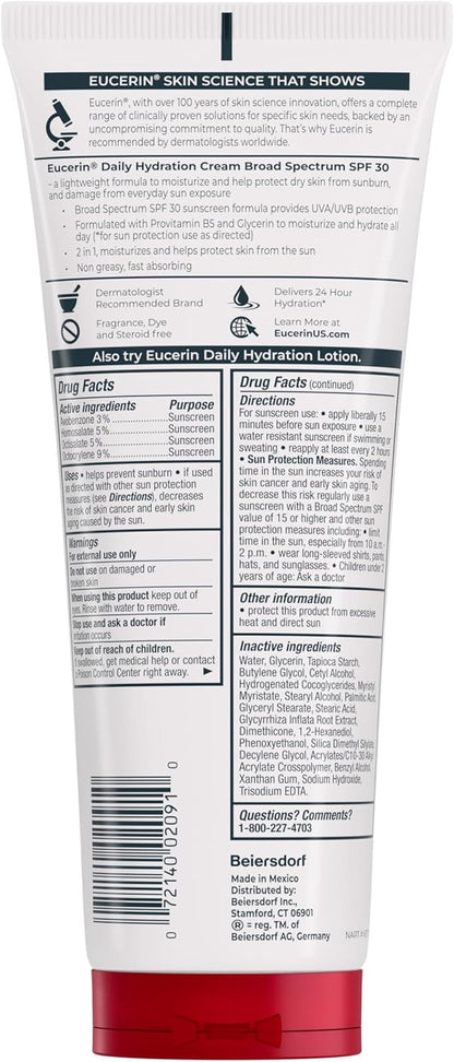 Eucerin Daily Hydration SPF 30 Body Cream – Mindful Morning Moisturizer for Dry, Sensitive Skin, 8 Oz
