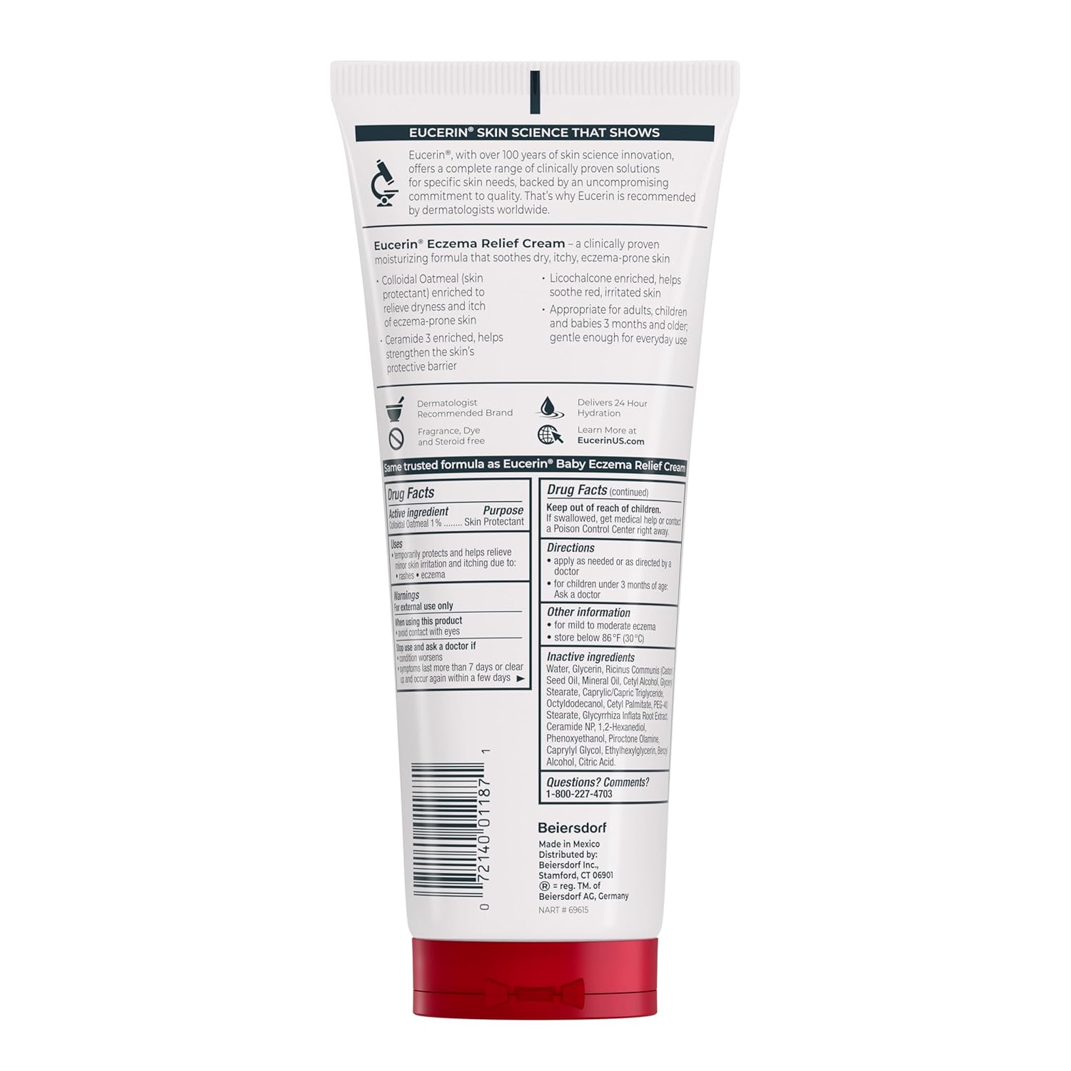 Eucerin Eczema Relief Body Cream – Steroid-Free Safe Skincare, No Harmful Additives or Irritants