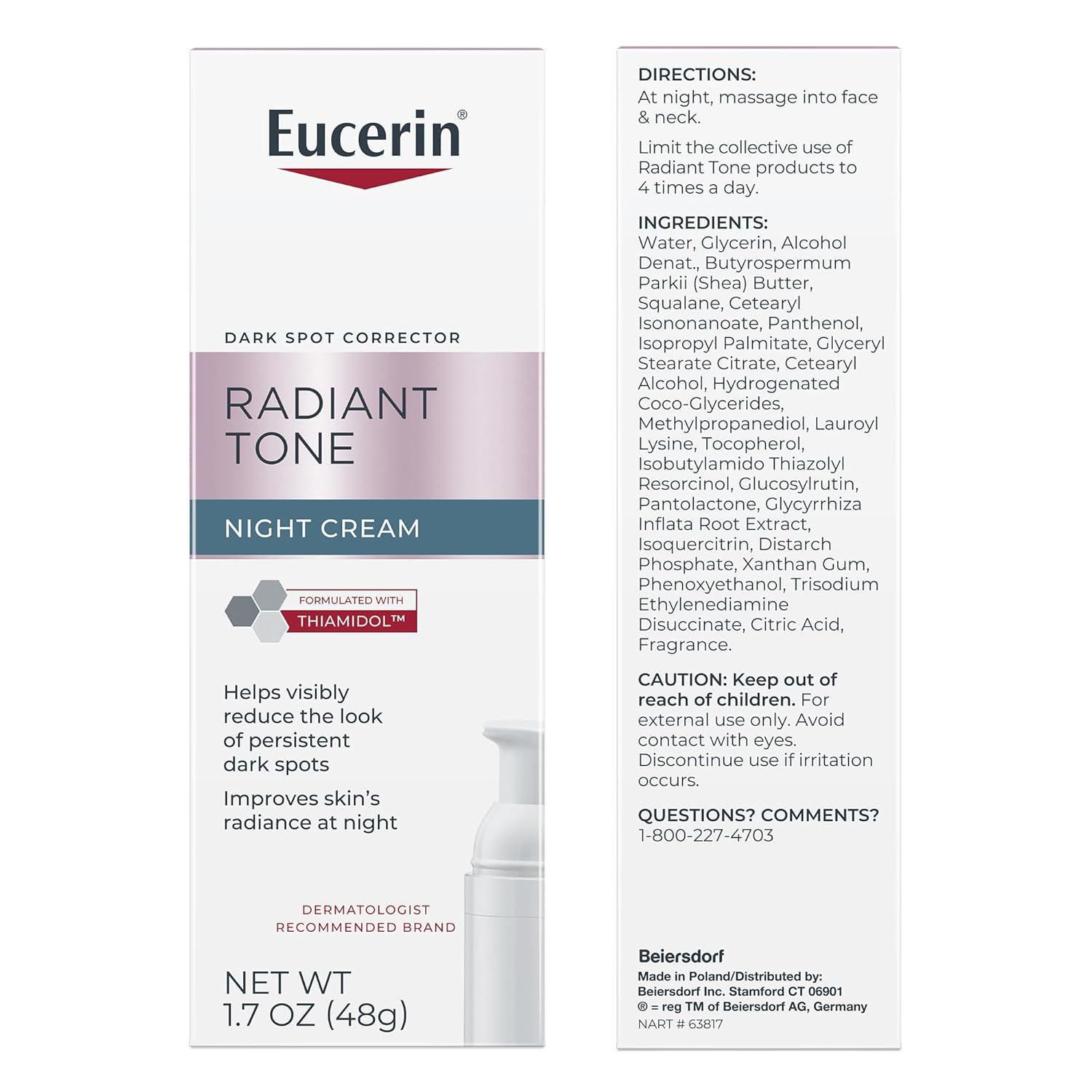 Eucerin Radiant Tone Night Cream – Simple, Unscented Dark Spot Corrector for Clean Routines