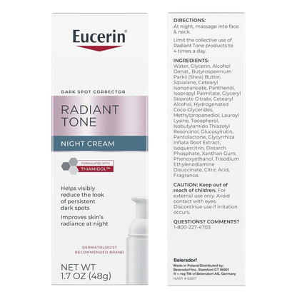 Eucerin Radiant Tone Night Cream – Simple, Unscented Dark Spot Corrector for Clean Routines