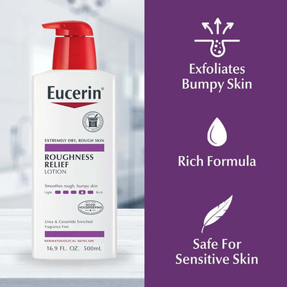 Eucerin Roughness Relief Body Lotion – 72-Hour Hydration for Adults with Dry, Bumpy Skin in a Soothing Daily Ritual