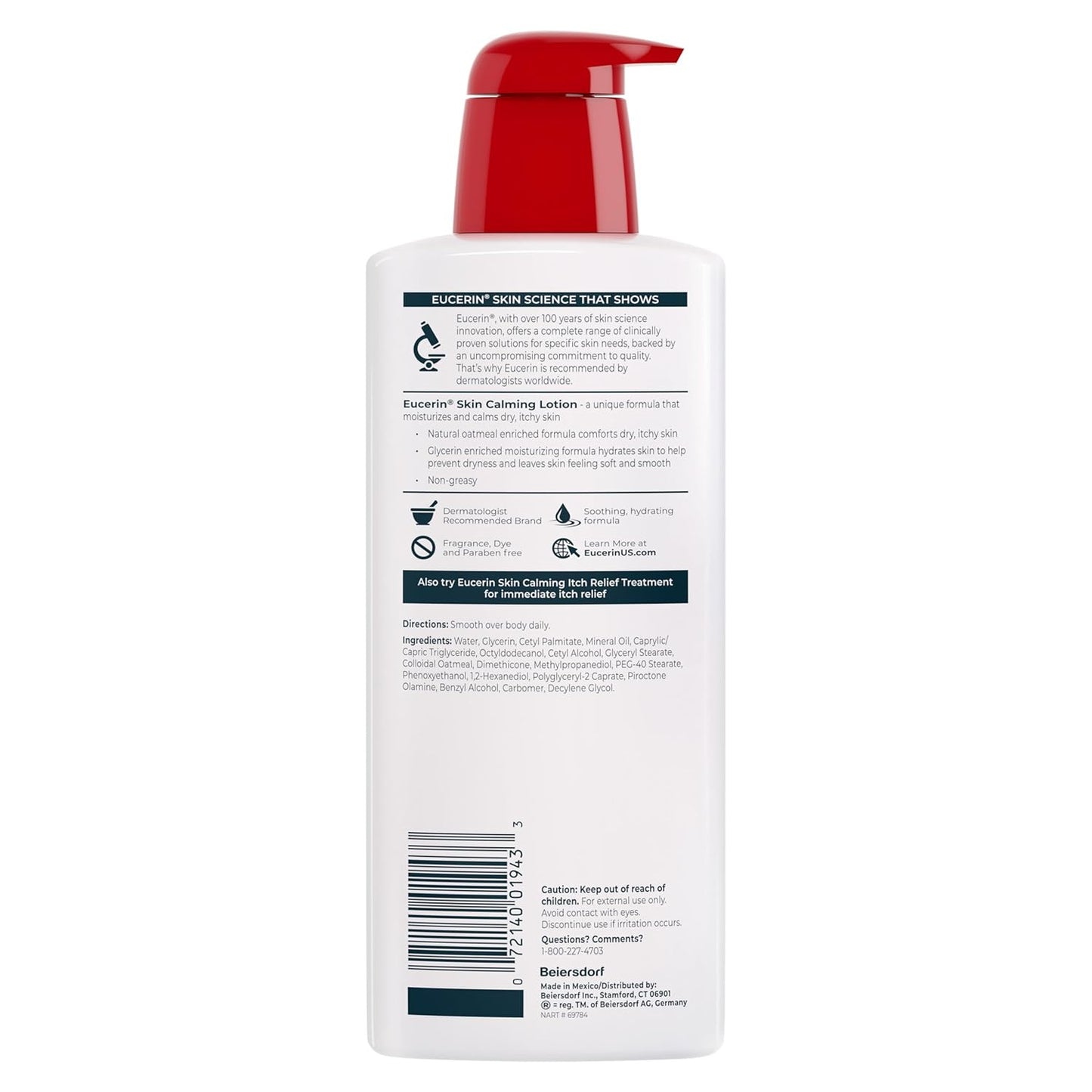 Eucerin Skin Calming Body Lotion – Daily Hydration Ritual for Dry, Sensitive Skin, 16.9 fl. oz. Bottle