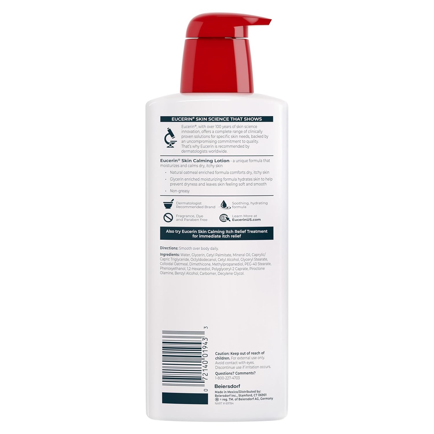 Eucerin Skin Calming Body Lotion – Daily Hydration Ritual for Dry, Sensitive Skin, 16.9 fl. oz. Bottle