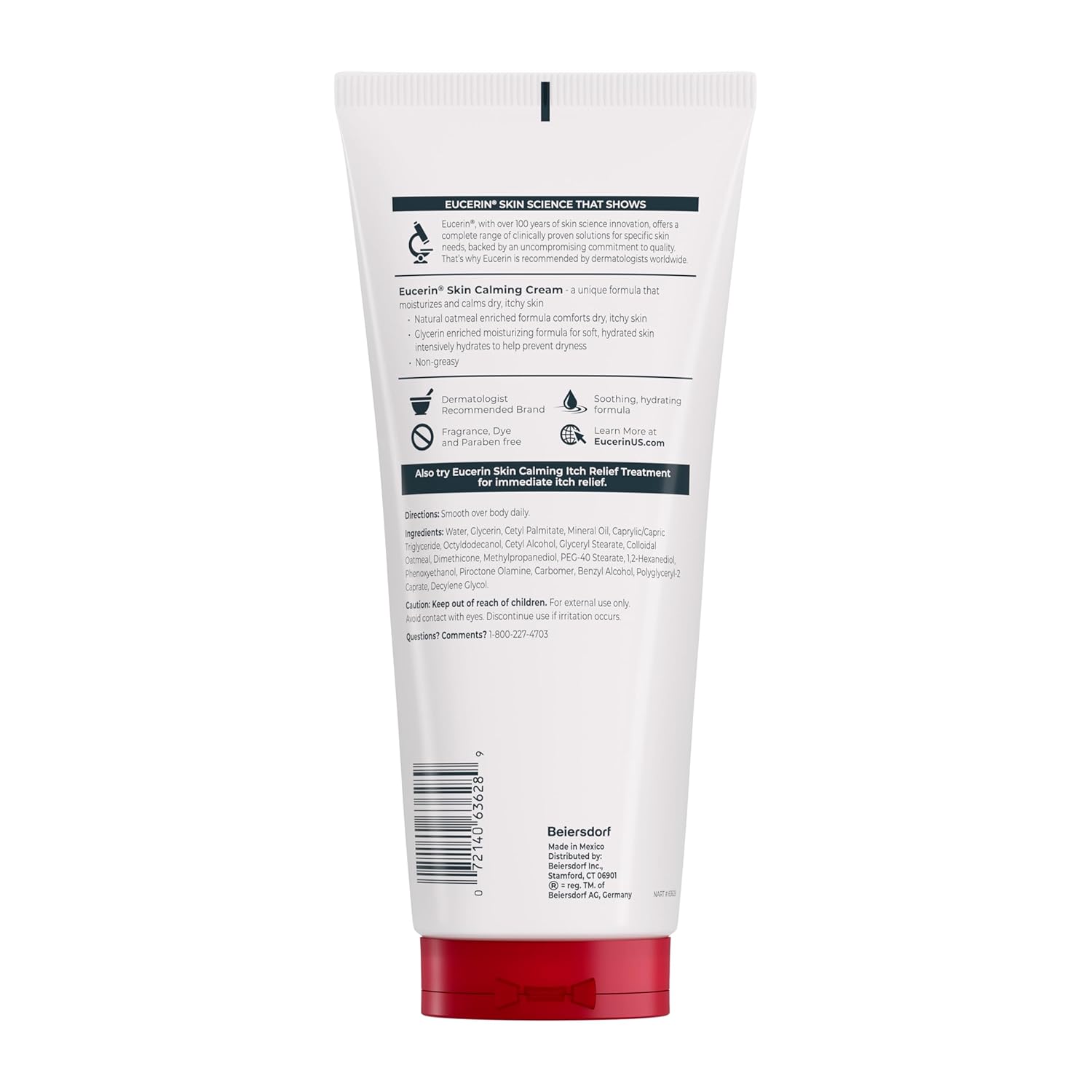 Eucerin Skin Calming Cream - Nightly Body Lotion for Dry Skin Self-Care Ritual, 14 oz. Tube