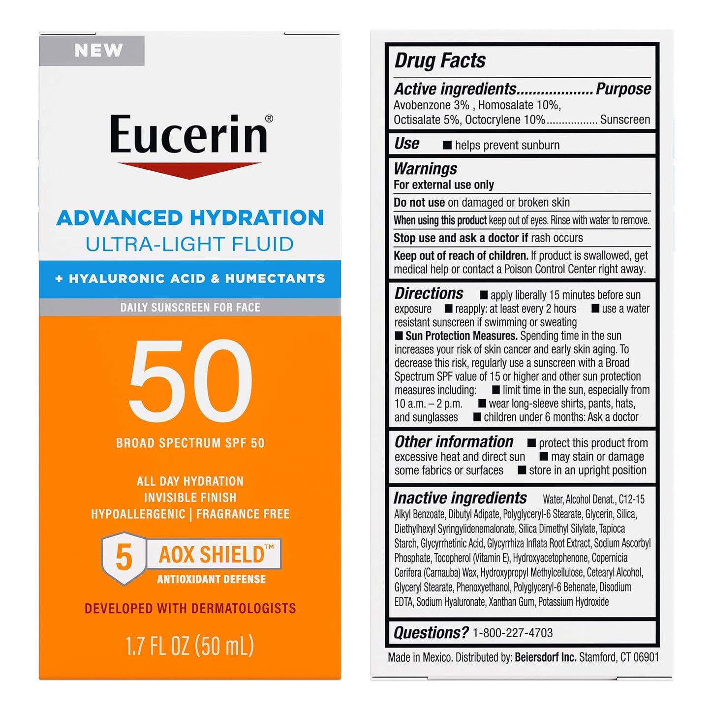 Eucerin Sun Advanced Hydration SPF 50 – Mindful Morning Self-Care Ritual for Dry Skin, Hyaluronic Acid Hydrating Face Sunscreen