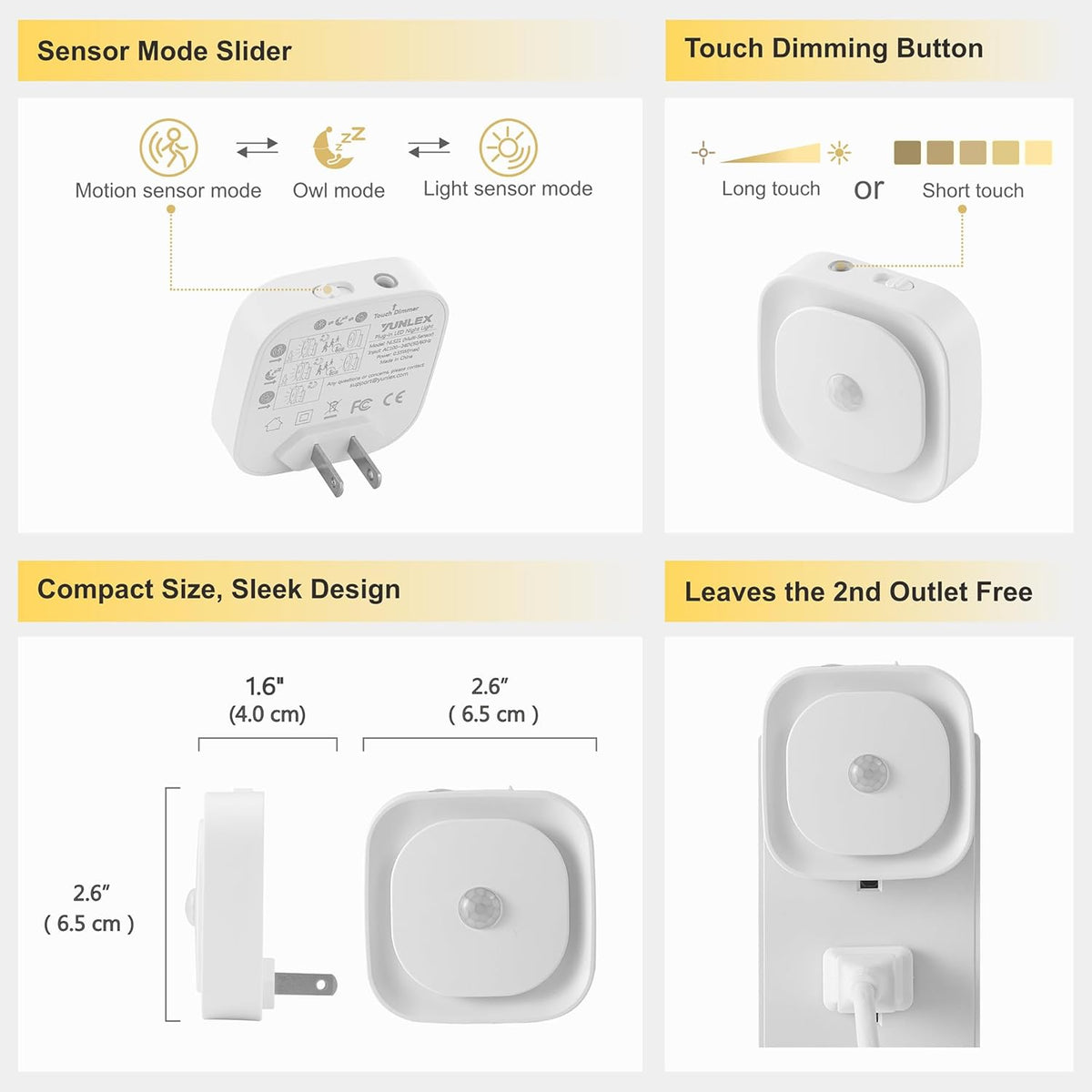 EverBrite Flameless LED Plug in Night Light with Motion Sensor, Cool Surface Auto Shutoff for Hallway Bathroom Stairway Safety
