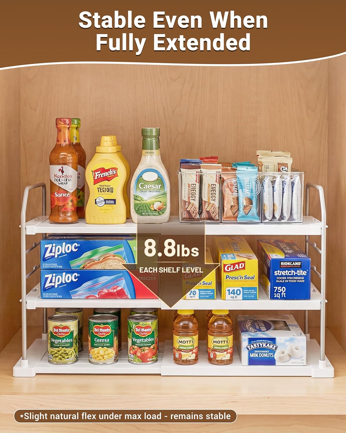 EVERIE 3-Tier Adjustable Kitchen Organizer for Plastic Wrap Boxes and Jars, Streamlined Vertical Storage for Busy Home Cooks