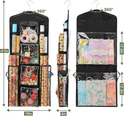 EXLIFBAG 10-Pocket Organizer – Color-Matched Wrapping Paper Storage in Grey, White, and Black