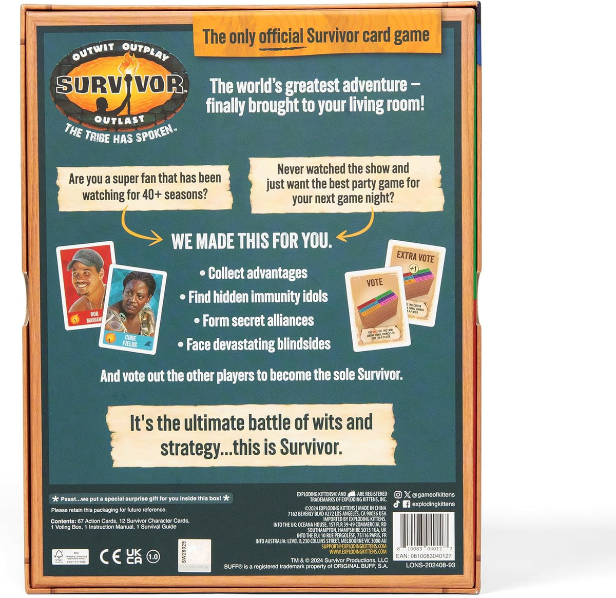 Exploding Kittens Survivor Edition – Family Game Night Card Game for Kids, Teens and Parents Ages 8 and Up