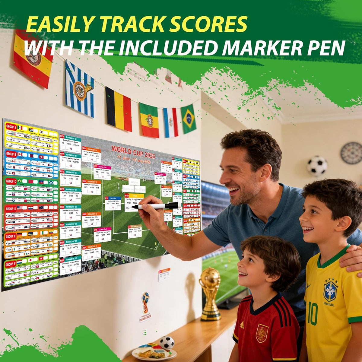 extra-large 43.31" x 17.72" landscape dimensions for full tournament visibility