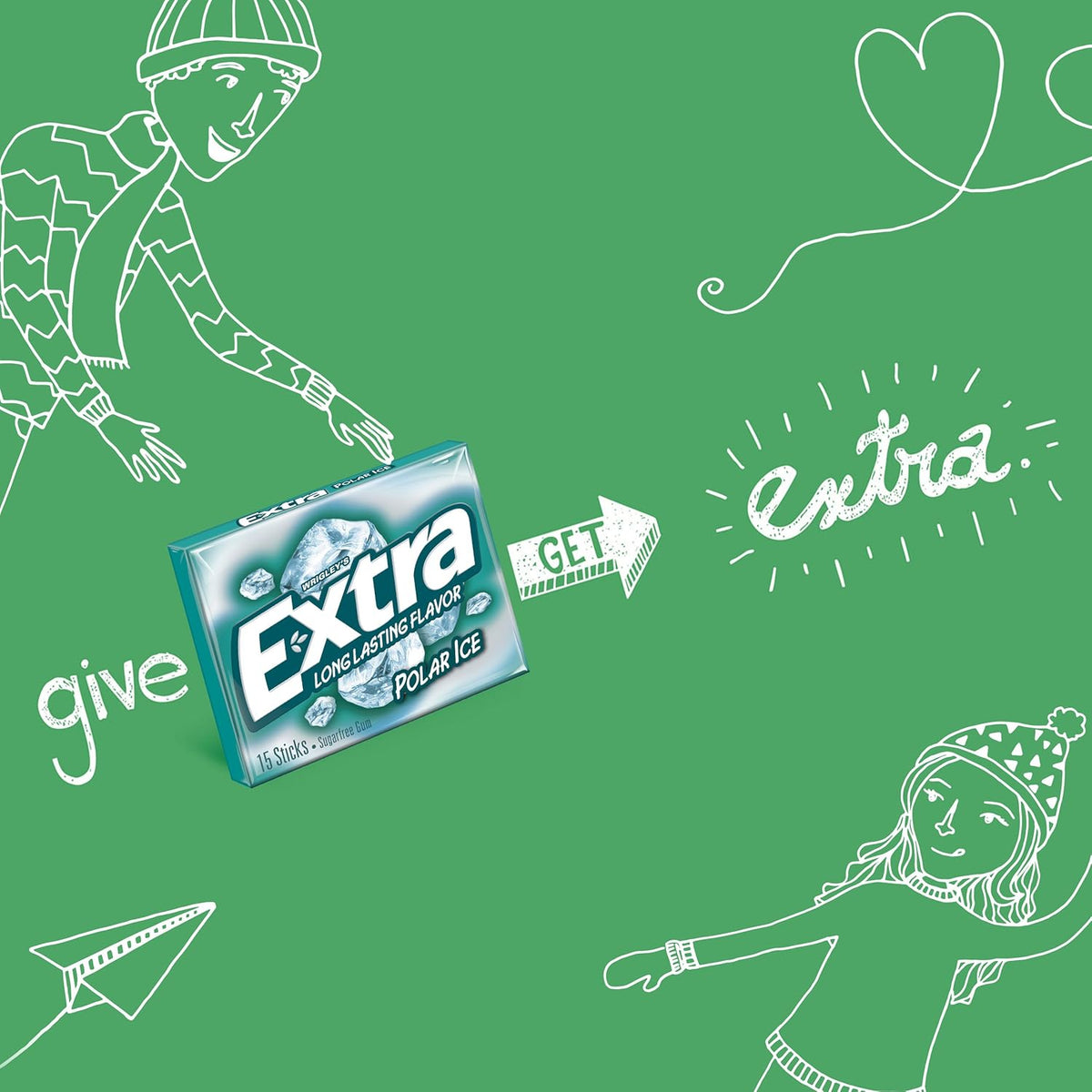 Extra Polar Ice Sugarfree Gum – Commuter Chew for Long Drives and Focused Workdays, 45 ct