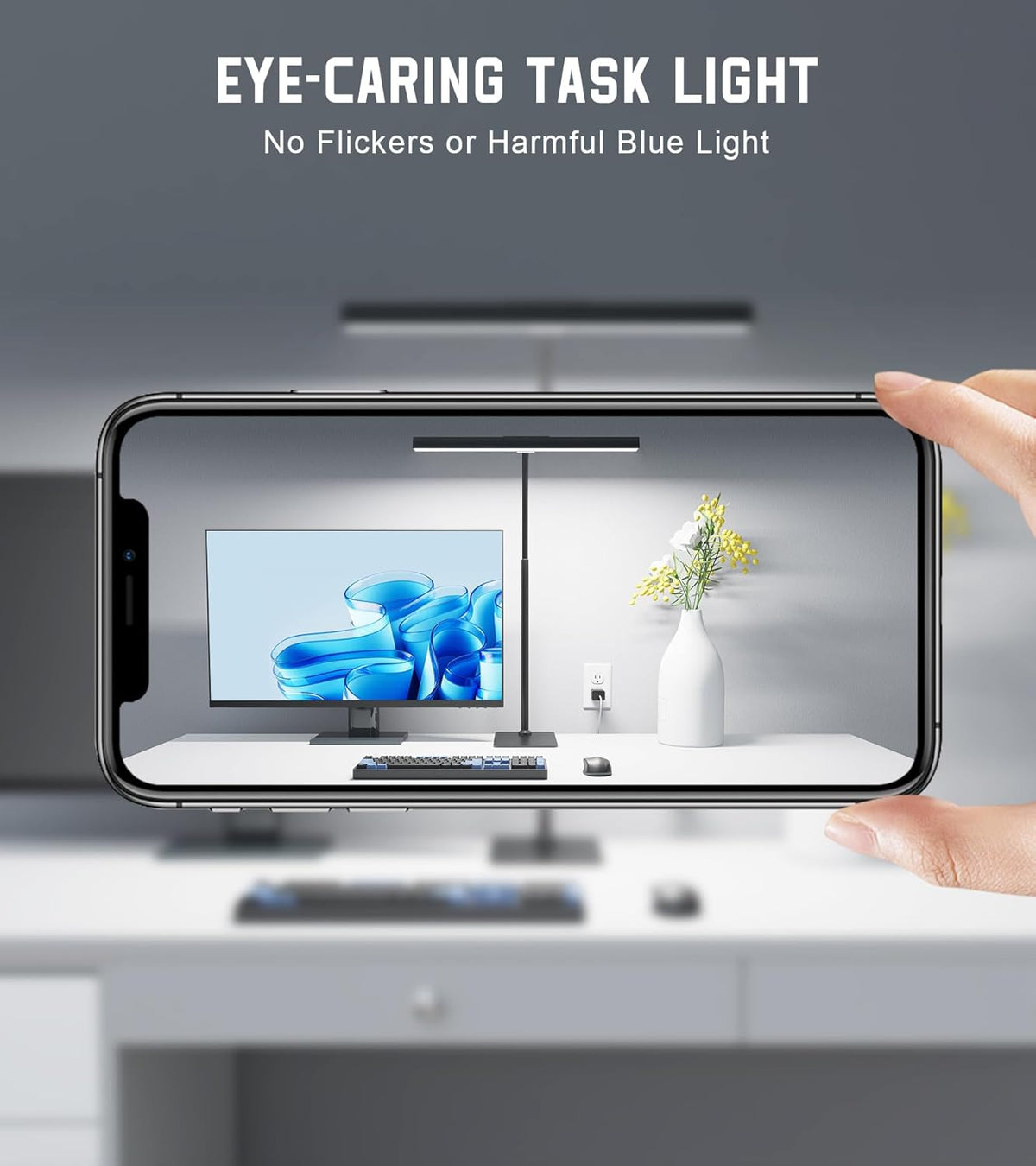 eye-caring led technology with no flicker and reduced harmful blue light emission