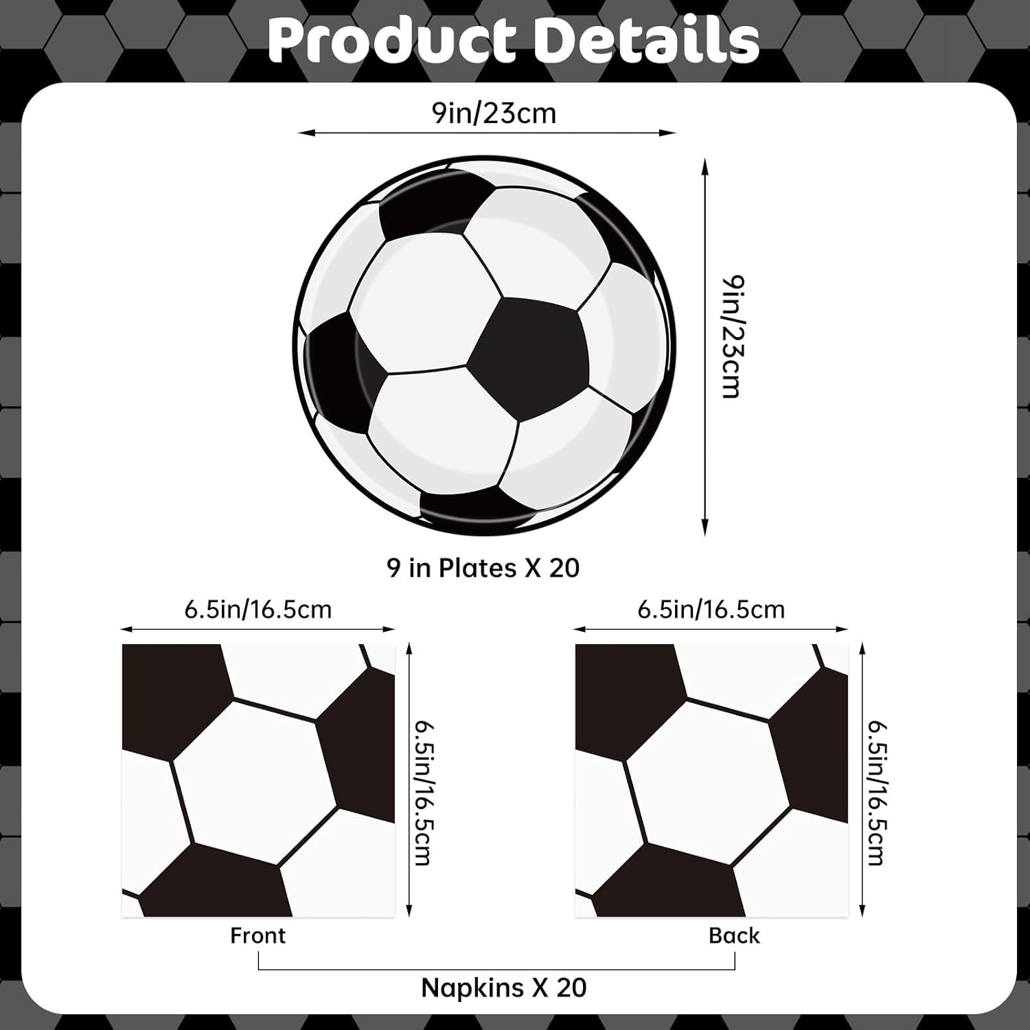fade-resistant vibrant printing with realistic black-and-white soccer pattern on the sport variant