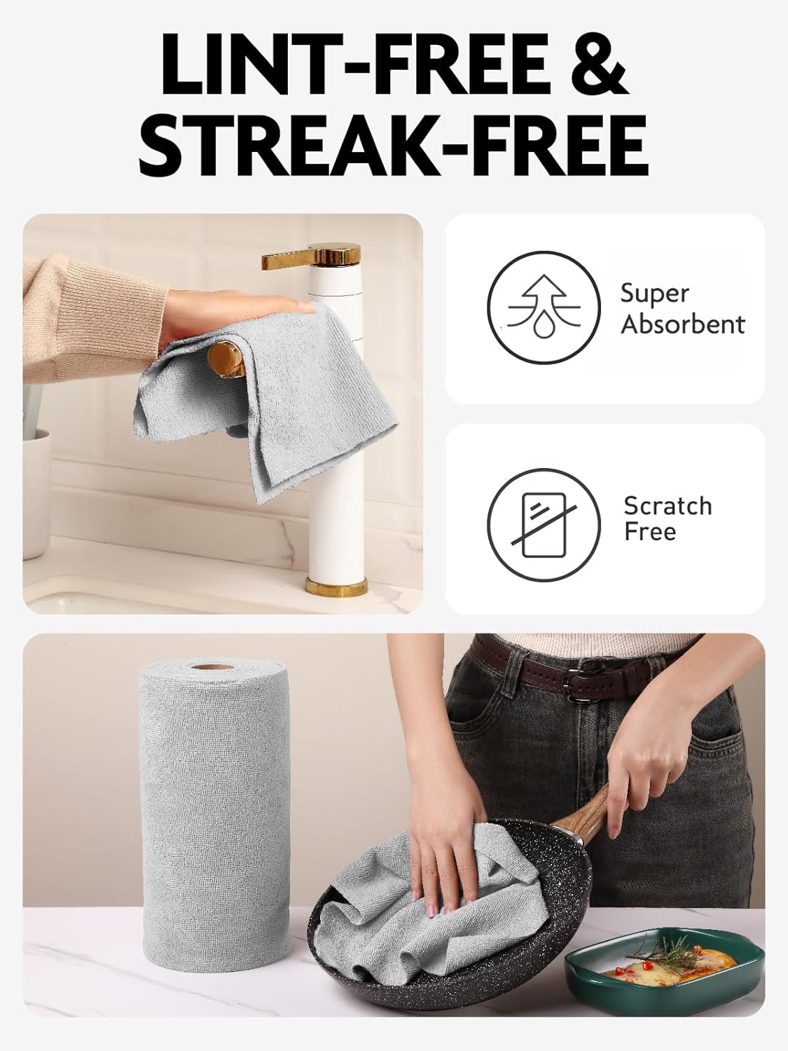 Fantasticlean Microfiber Cleaning Cloth Roll – 75 Pack Thoughtful Housewarming Gift for New Homeowners