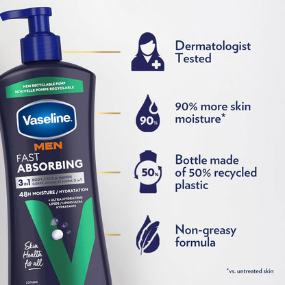 fast-absorbing, non-greasy formula that sinks in within 15 seconds