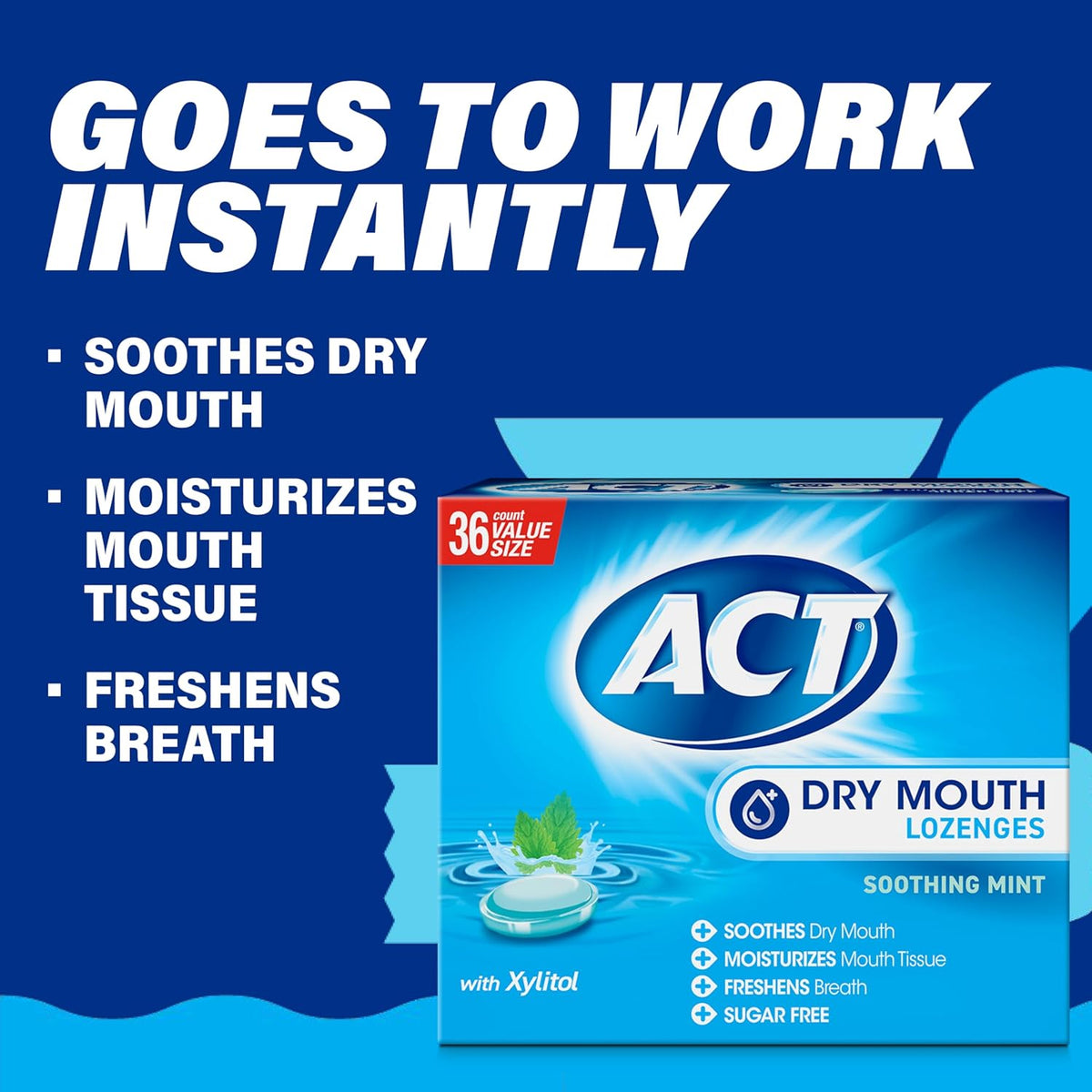 fast-acting lozenge format requiring no water or rinsing