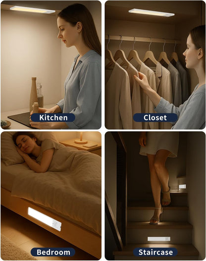 FBY Closet Light, PIR Motion Activated LED for Dark Bedrooms and Bathrooms at Night, Flameless Safety Lighting 3-Pack